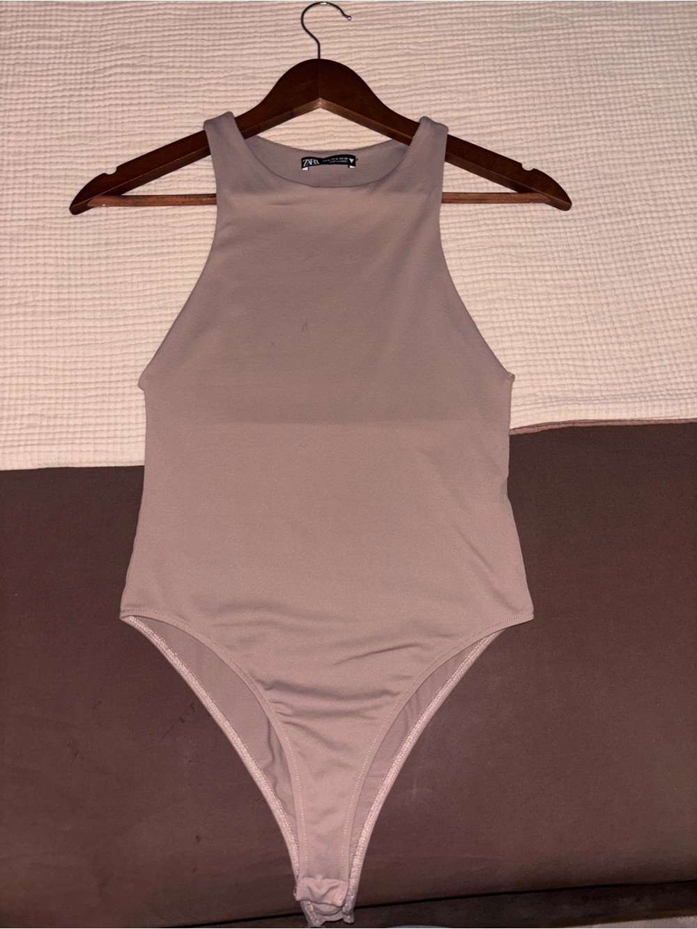 Zara Neutral Taupe One-Piece Bodysuit